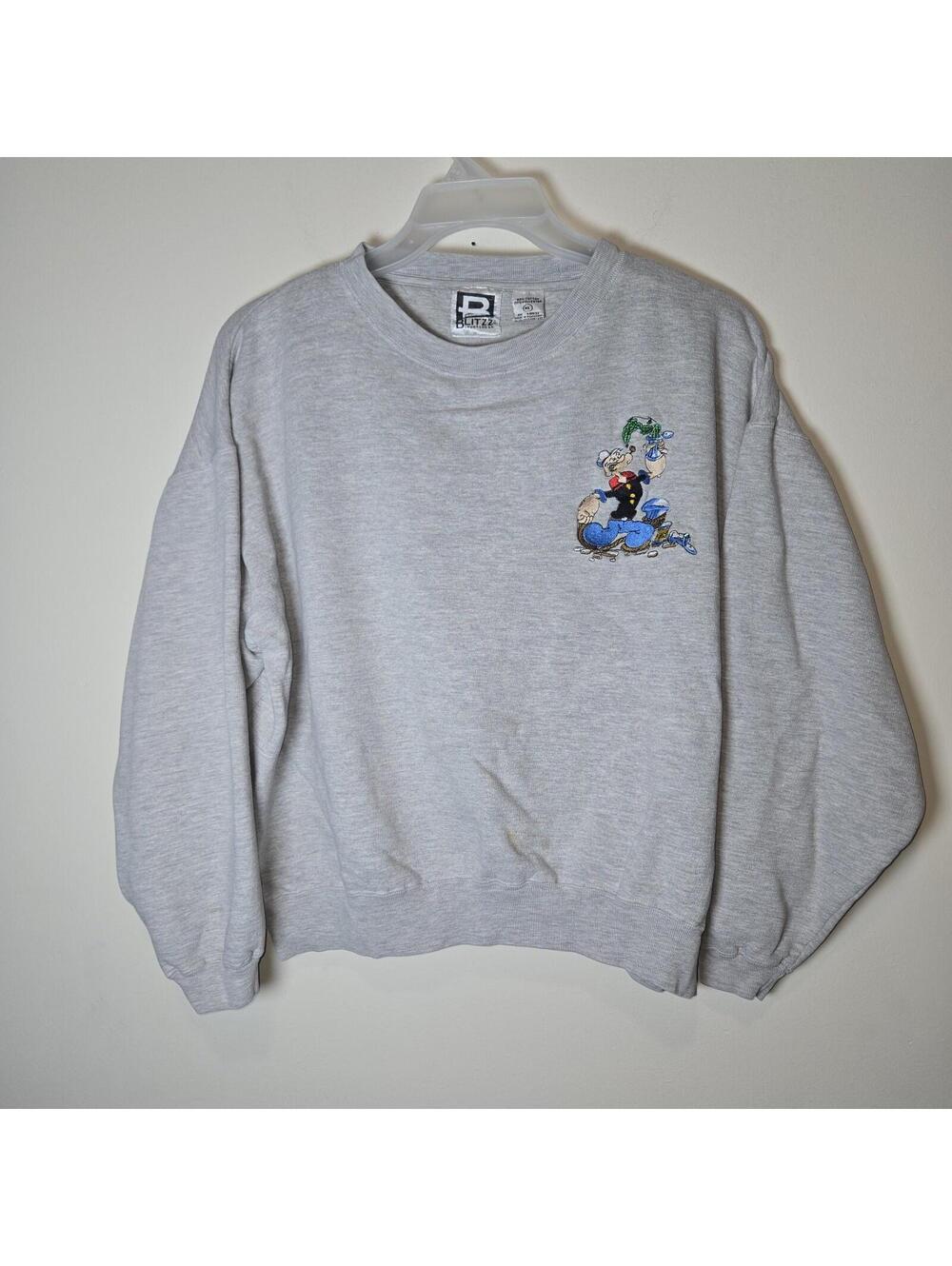 VTG Blitzz Studios Popeye Spinach Embroidered Crewneck Sweatshirt Size XL 90s